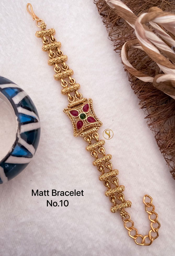 8 MB Golden Matt Bracelet Wholesale Shop In Surat
